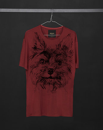 Yorkshire Terrier Men's T-shirt marsala, OSOBY - Prezent dla męża