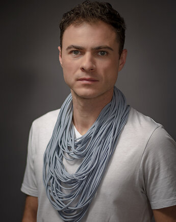 Naszyjnik dzianinowy - szary (unisex), milita nikonorov