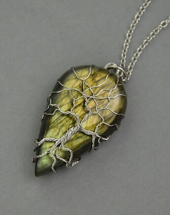 Wisiorek drzewo życia  labradoryt wire wrapping, Agata Rozanska