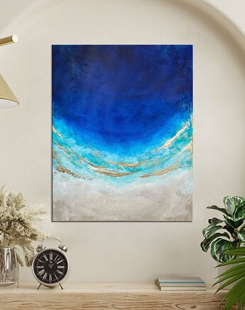 Granatowy obraz abstrakcyjny - obraz ze złotem Maldives XXII 40x50 cm, AnnSayuri ART