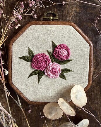 Ręcznie haftowany obrazek - "Róże", ReinerArt