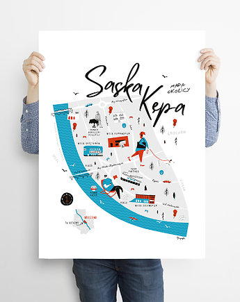 Warszawa Mapa Saska Kępa plakat 50x70 cm, Cyrografik