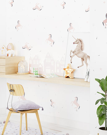 Tapeta dziecięca Różowe Jednorożce ( Pink Unicorn ), HUMPTY DUMPTY ROOM DECORATION