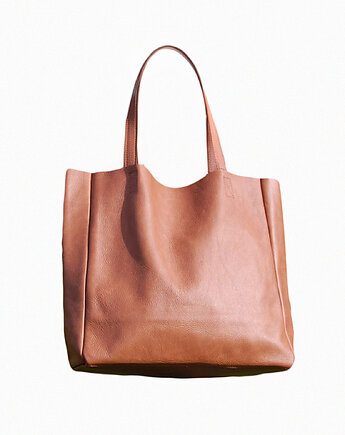 Duża torba damska z kieszenią na ramię ze skóry naturalnej, bagoo