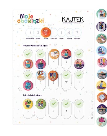 Magnetyczna Tablica motywacyjna/obowiązków samoprzylepna na ścianę/szafkę, Planu