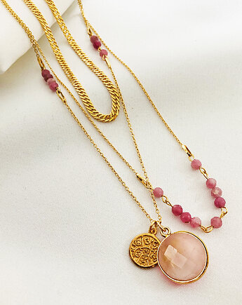 Naszyjnik różowy Turmalin, kamienie naturalne, Anemon Atelier