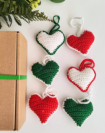 Serca na choinkę, zestaw 6szt., U.to ceramika