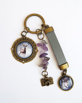 Breloczek - Jeleń, wilk, ametyst, yenoo