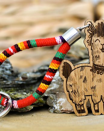 Brelok  do kluczy BOHO LAMA FUNNY Z DREWNA MEXICANO, Beezoo