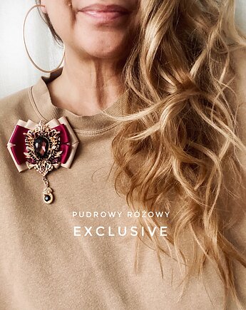 Brosza  z Ogromnym kryształem 1 szt NEW, Pudrowy Różowy