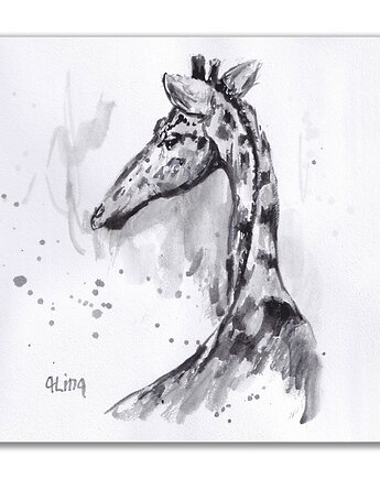 Żyrafa. Grafika ręcznie malowana, Galeria Alma