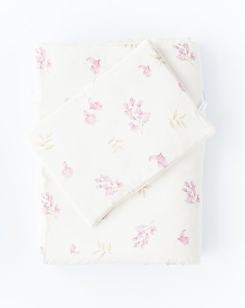 Kołderka z poduszeczką herbatka i kwiaty wisterii, OKAZJE - Prezent na Baby shower