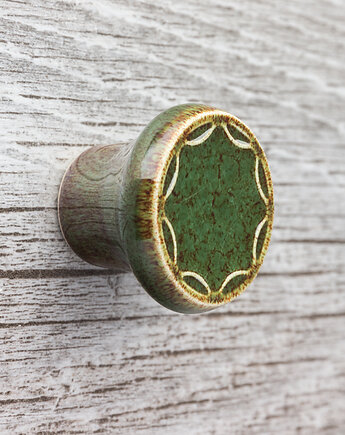 Ceramiczna gałka do mebli zielono-brązowa, wz.5, pracowniazona