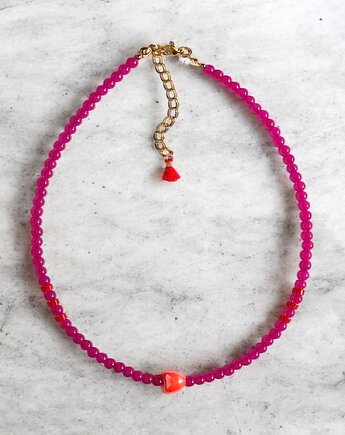 Choker : energy : summer collection : jadeit i ceramiczne serduszko, kaktusia