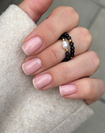 Pierścionek  elastyczny Onyks, Chmolowska Jewellery