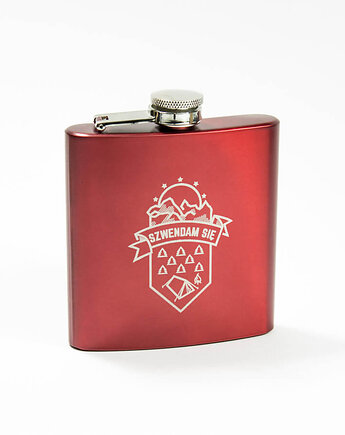 Piersiówka metalowa 180ml SZWENDAM SIĘ bordowa, Szwendam sie
