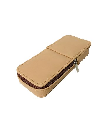 Etui na 3 pióra długopisy brązowe skóra, Lamato