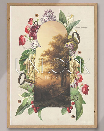 Plakat Unlock nature, zlepki sklejki