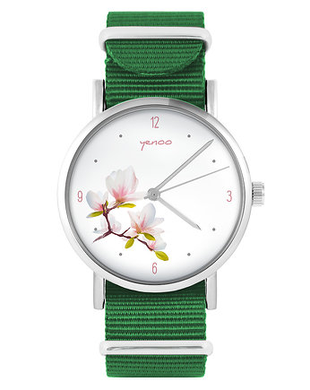Zegarek - Magnolia - zielony, nylonowy