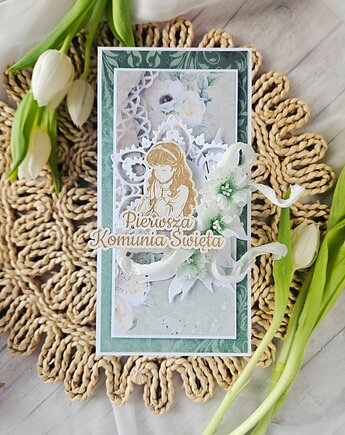 Kartka komunijna dla dziewczynki, papierololo