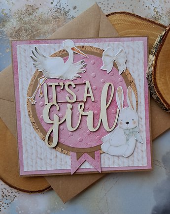 Kartka na baby shower dziewczynki, Kartkodzielo