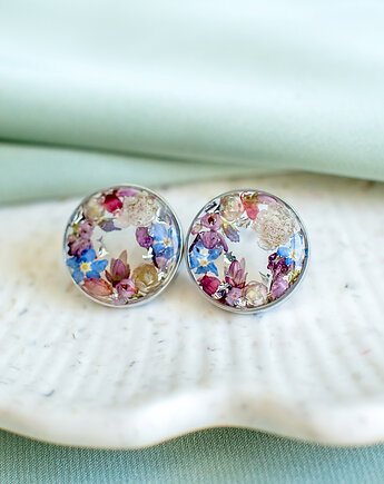 Kolczyki sztyfty z kompozycją kwiatową, nature gift