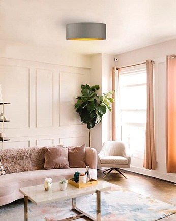 Okrągły plafon w stylu glamour w kolorze białym DUBAJ GOLD o średnicy 50 cm, LYSNE