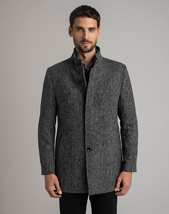 Męski płaszcz wełniany rivara szary, BORGIO