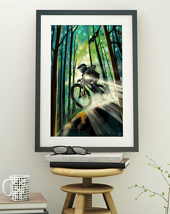 Forest biker  - plakat rowerowy 50x70 cm, minimalmill