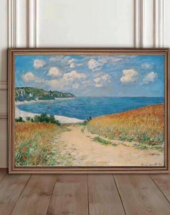 PLAKAT Monet, krajobraz morski, sztuka ścienna, klify Pourville, black dot studio