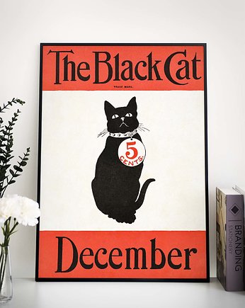 Plakat retro- Black cat, raspberryEM