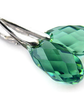Srebrne kolczyki - kropelki kryształ Swarovski - Miętusy, Marisella
