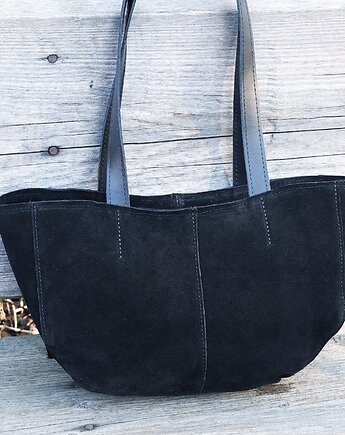 Shopper GINA S czarny zamsz r bc GOLD, FABIOLA TOREBKI