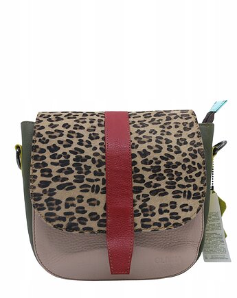 Torebka damska klasyczna skórzana regulowany pasek klapka wzór OLIVKA, Olivka Warsaw