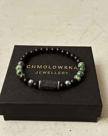 Bransoletka Męska Turkus Afrykański i Turmalin, Chmolowska Jewellery