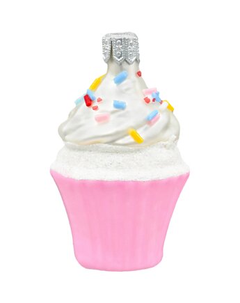 Bombka choinkowa: Muffinek z kremem i posypką: różowy, Syn Bombkarza