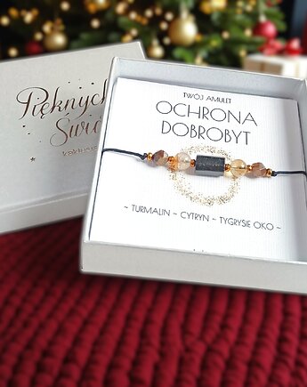 Amulet - OCHRONA i DOBROBYT - świąteczne pudełko - TURMALIN, cytryn, kaktusia