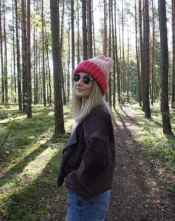 Czapka Puffy z wełny premium multicolour  oversize, Konevka store