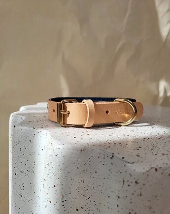 Obroża Łączona Royal Blue / Nude Leather 2 cm, Rufus Szyje