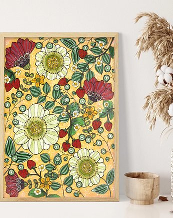 Plakat Kwiaty z truskawkami II 60x90cm, Malgorzata Domanska