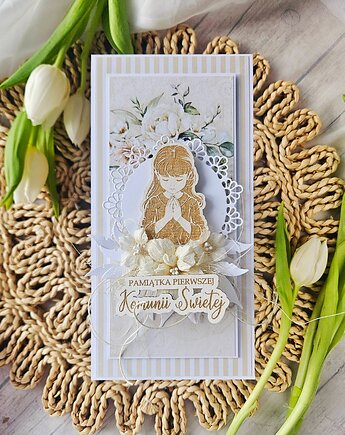 Kartka komunijna dla dziewczynki, papierololo