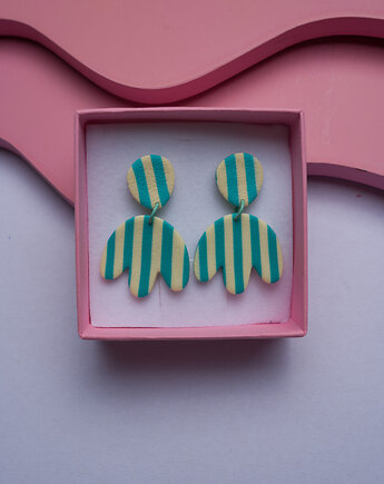 Wiszące kolczyki sztyfty tulipany scandi style, Dwie Gliny