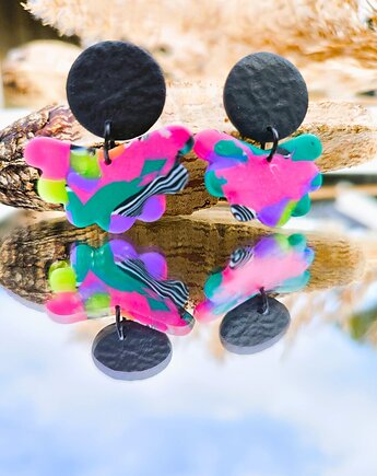 Wiszące kolorowe kolczyki WACHLARZE, sploteka