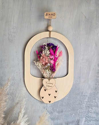 Prezent dla mamy - bukiet suszonych kwiatów w ramce, BohoSuszki