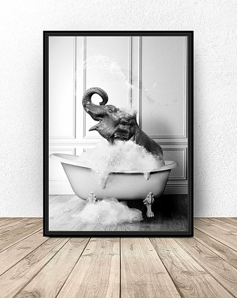 Plakat do łazienki "Słoń w wannie", scandiposter
