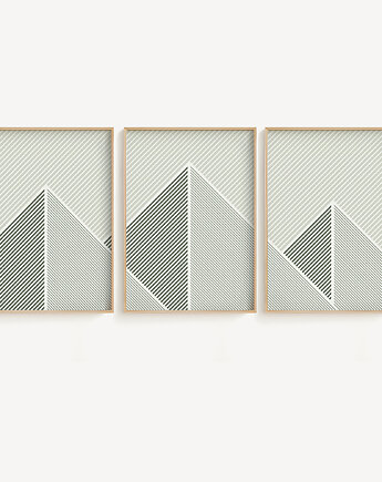 Zestaw plakatów w stylu skandynawskim, góry, abstrakcja geometryczna., Grawisfera