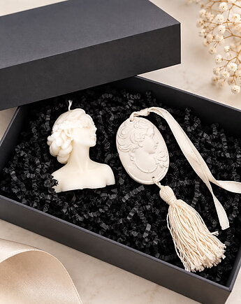 Zestaw prezentowy świeca sojowa + zawieszka gipsowa pudełko prezentowe, Coccola JEWELLERY