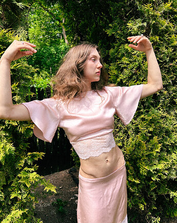 Bluzka Satynowa Baby Pink Margaret, Malgi Label