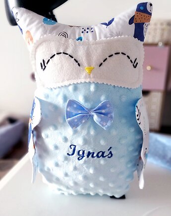 Poduszka dekoracyjna SÓWKA SOWA imię dziecka metryczka PREZENT, Atelier Liliputki