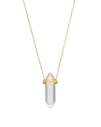 Naszyjnik ozdobiony dużym kryształem górskim- srebro 925 pozłacane, Coccola JEWELLERY